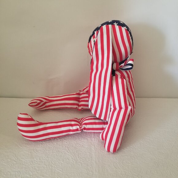 Vtg 1991 Handmade Cloth Patriotic Floppy Ear Bunny Stars and Stripes 20" Plush - Picture 9 of 15